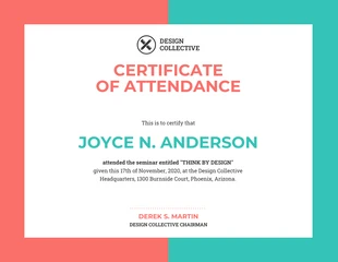 premium  Template: Vibrant Certificate of Attendance Template