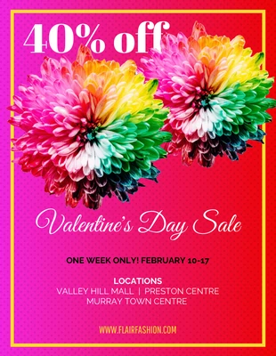 Free  Template: Vibrant Valentine's Day Sale Flyer Template