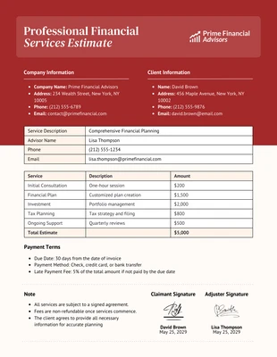 premium  Template: Professional Financial Services Estimate Template