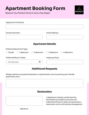 Free interactive Template: White Pink Booking Forms