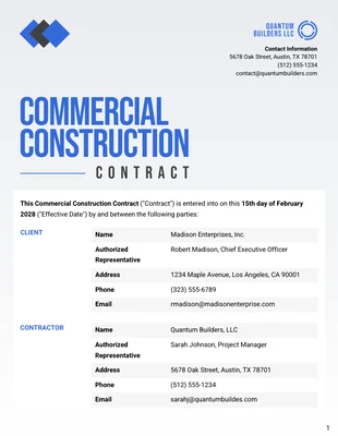 premium  Template: Commercial Construction Contract Template