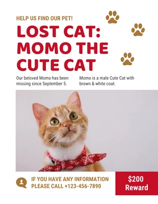 Free  Template: Lost Cat Flyer Template