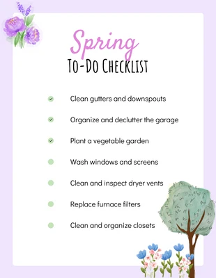 Free interactive Template: Soft Purple Spring To Do List Schedule Template