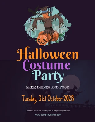 Free  Template: Dark Blue and Orange Halloween Costume Party Poster