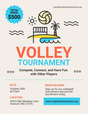 Free  Template: Volleyball Tournament Flyer Template