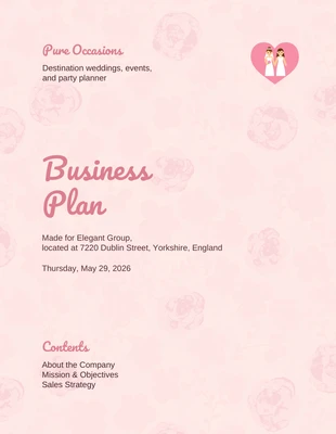 Free  Template: Wedding Planner Business Plan Format Example Template