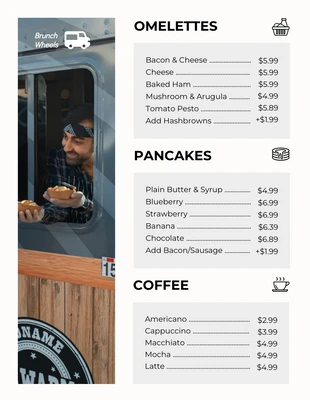 premium  Template: Light Grey Minimalist Food Truck Menu