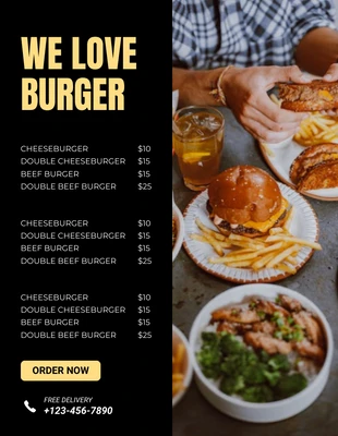 Free  Template: We Love Burger Flyer Template