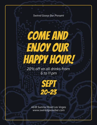 Free  Template: Modern Happy Hour Bar Flyer Template