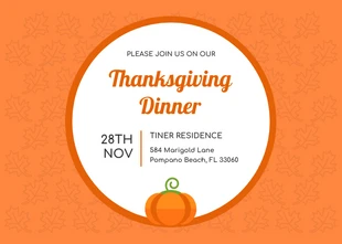 Free  Template: Orange Thanksgiving Invitation