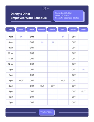 Free  Template: Free Work Schedule Template