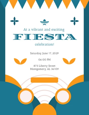 Free  Template: Teal And Orange Cheerful Classic Celebration Fiesta Invitation