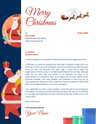 Free  Template: White And Blue Modern Illustration Merry Christmas Letterhead Template