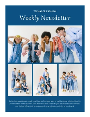 Free  Template: Blue Teenager Weekly Fashion Newsletter Template