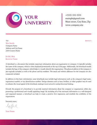 Free  Template: Modern Gradient Professional University Letterhead Template