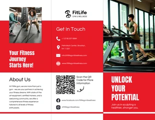 premium interactive Template: Black Red Gym Tri Fold Brochure Template