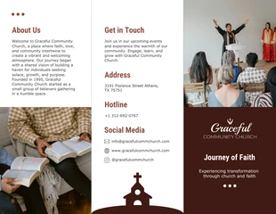 Free  Template: Brown White Church Brochure Template