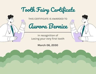 Free  Template: Cloud Illustration Tooth Fairy Certificate Template