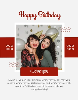 Free  Template: Red Happy Birthday Flyer Template