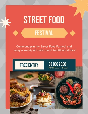 Free  Template: Black Orange Street Food Festival Template