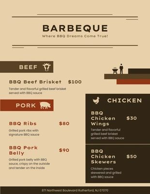 Free  Template: Cream Modern BBQ Menus