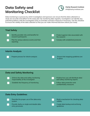 premium interactive Template: Data and Safety Monitoring Plan Checklist Template