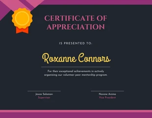 premium  Template: Black Purple Certificate of Appreciation Template