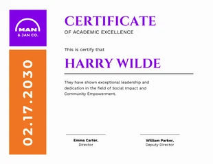 premium  Template: Vibrant Simple Certificate of Academic Excellence Template