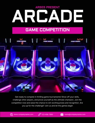 Free  Template: Black And Purple Minimalist Arcade Gaming Competition Poster