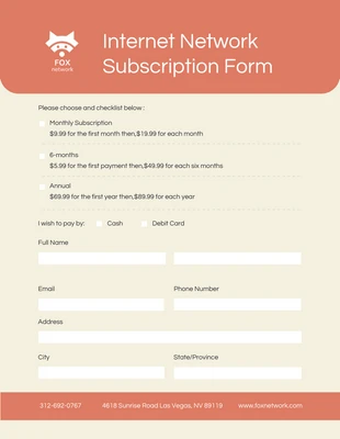 premium  Template: Japonica Internet Network Subscription Form Template