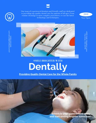 Free  Template: Blue New Open Dental Clinic Poster Template