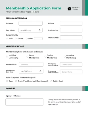 business interactive Template: Iron Membership Application Form Template