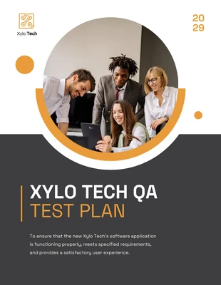 Free  Template: White Orange Test Plan Template