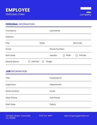 Free  Template: Employee Personal Information Form Template