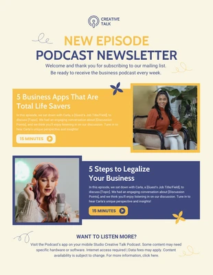 Free  Template: Colorful New Episode Podcast Email Newsletter Template