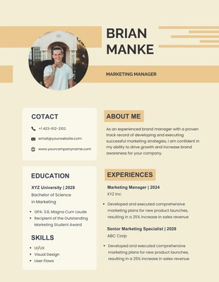 Free  Template: Cream Orange Modern Resume Template