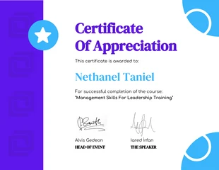 Free  Template: White Blue Leadership Training Certificate of Appreciation Template