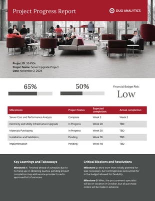 Free  Template: Single Project Summary Progress Report Template