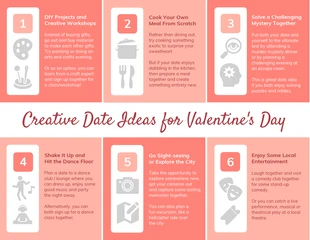 Free  Template: Creative Date Ideas for Valentine's Day List Infographic Template