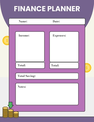 Free  Template: Simple Purple Finance Planner Template