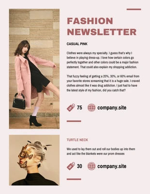 Free  Template: Modern Fashion Newsletter Example Template