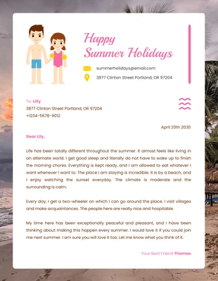 Free  Template: Neutral Minimalist Happy Summer Holidays Letterhead