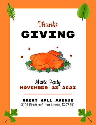 Free  Template: Illustration Thanksgiving Music Party Flyer Template