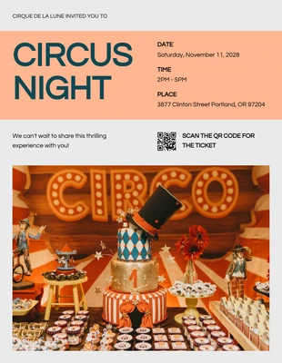 Free  Template: Modern Orange And Blue Circus Invitation