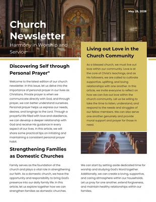 Free  Template: Picture Gold White Church Newsletter Template