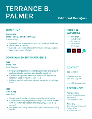 Free  Template: Simple Teal Student Resume Template