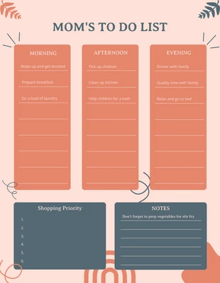 Free  Template: Navy And Red Vibrant Mom To Do List Template