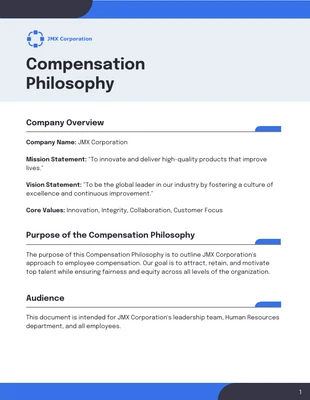 premium interactive Template: Compensation Philosophy Template