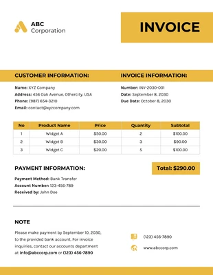 premium  Template: Tulip Tree White Business Invoice Template