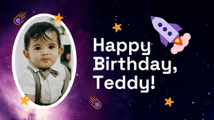 Free  Template: Illustration Astronomy Celebrate Birthday Presentation Template